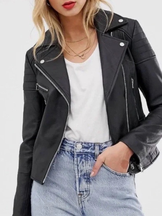 Barneys New York Jackets & Blazers - Barney’s Originals Clara 100% Sheep Leather Moto Biker Zipper Jacket